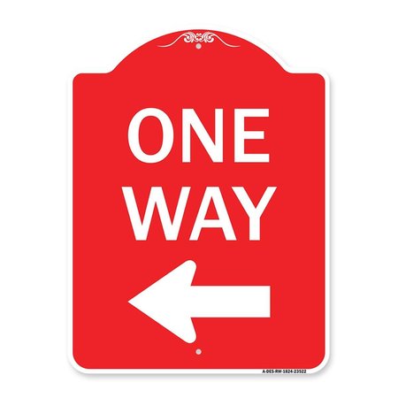 AMISTAD 18 x 24 in. Designer Series Sign - One Way Sign & Left Arrow, Red & White AM2075919